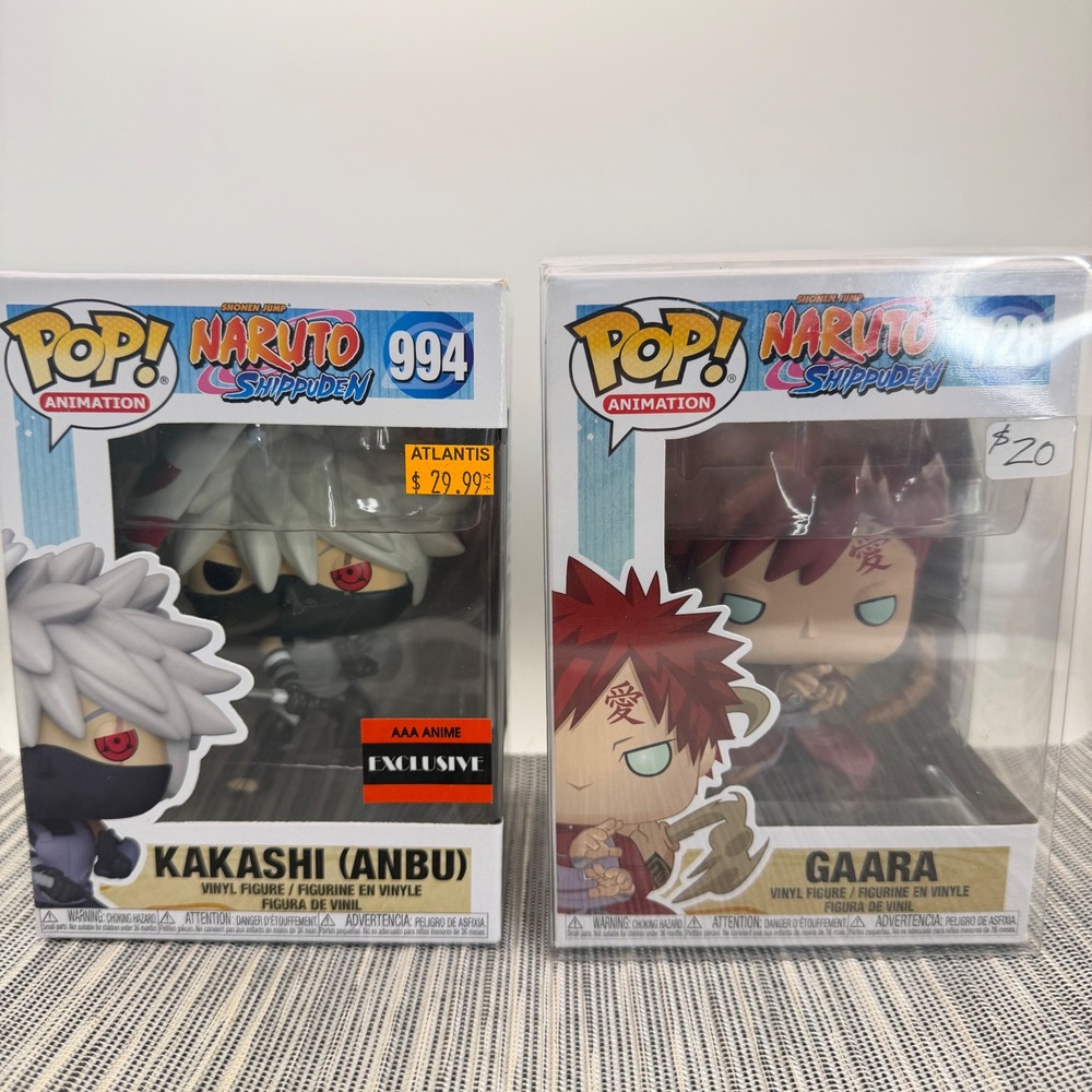 Funko Pop Naruto Shippuden Kakashi Anbu 994 AAA Exclusive and Gaara 728 Lot